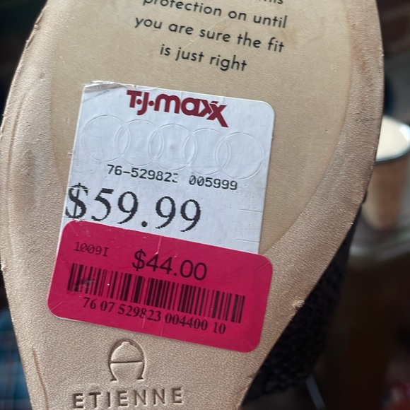 Etienne Aigner Daiquiri Platforn Slide Wedge Women's 9.5M Black Leather Woven. - Picture 5 of 5